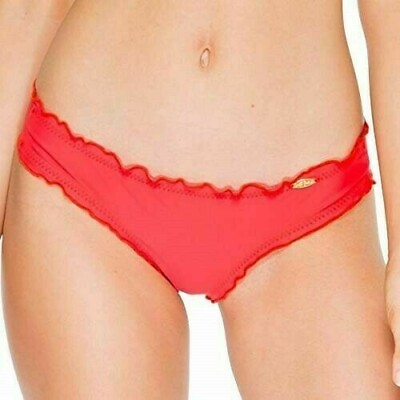#ad Luli Fama L1733 Womens Red Wavy Brazilian Bikini Bottoms Size Medium $53.30