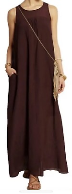 #ad Madewell Maxi Dress Womens Large Gauzy Crinkle Boho Sleeveless Pockets Silkblend $39.99
