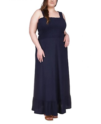 #ad #ad Michael by Michael Kors Womens Plus Size Smocked Maxi Dress 2X $34.99