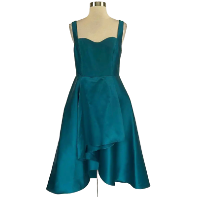 #ad Adrianna Papell Women#x27;s Cocktail Dress Size 4 Teal Green High Low Fit and Flare $49.99