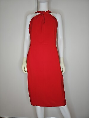 #ad Women#x27;s Red Bodycon Sleeveless Dress Knee Length Formal Cocktail Sz 8 $40.00
