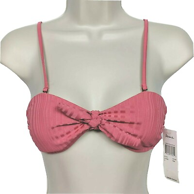 #ad NWT Raisins Beach Cove Twisted Bandeau Bikini Swimsuit Top Small Pink Padded $20.00