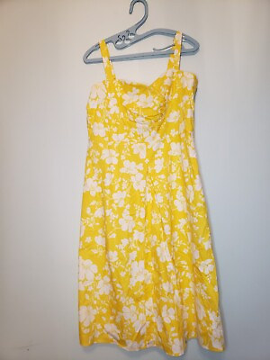 #ad Angela Plus Sundress Women#x27;s 2X Floral Yellow Dress Sleeveless 100% Cotton NWT $22.99
