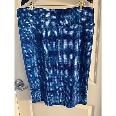 #ad LulaRoe Blue Plaid Straight Pencil Skirts for Women Size 3XL $18.05