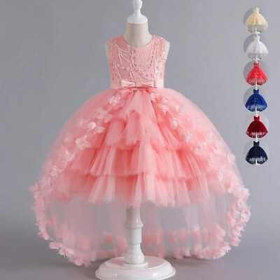 #ad Girls Formal Evening Trailing Dress Sleeveless Princess Fluffy Performance Dance $50.92