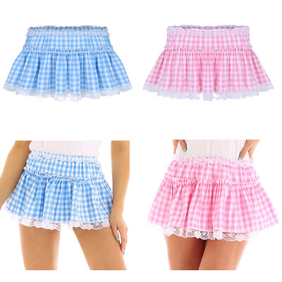 US Sexy Women Schoolgirl Uniform Role Play A line Plaid Cosplay Mini Skirt Dress $10.29