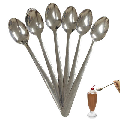 #ad #ad 6 Pack 8quot; Long Handle Ice Cream Spoons Stainless Steel Cocktail Stirring Spoons $6.34
