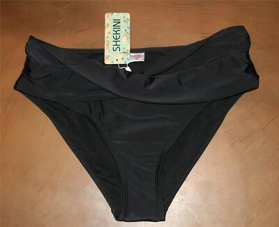 #ad SHEKINI Bikini Bottom Black XL Twist Front Cheeky Swimsuit Ruched Womens NEW NWT $10.56