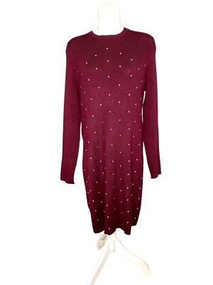 #ad Planet Gold Sweater Dress 3X Wine Red Plus Juniors#x27; Long Sleeve Lightweight NEW $17.49