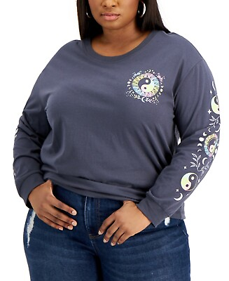 MSRP $34 Rebellious One Trendy Plus Size Graphic Top Charcoal Size 2X $15.00