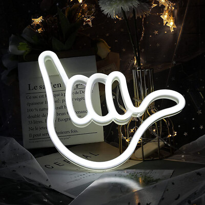 LED Finger Sign Neon Light Night Lamp Hanging Home Party for Kids Bedroom Decor $15.19