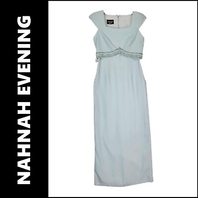 #ad Nahnah Evening Dress Size 8 Women Teal Light Blue Long dress Cocktail $27.75