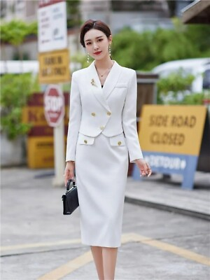 #ad New Profession Set Crop Top and High Waist Pencil Skirts Slim 2PCS Skirt Suits $109.30