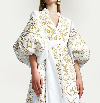 Ukrainian embroidered white bohemian dress folk ethnic vyshyvanka. All sizes $570.00