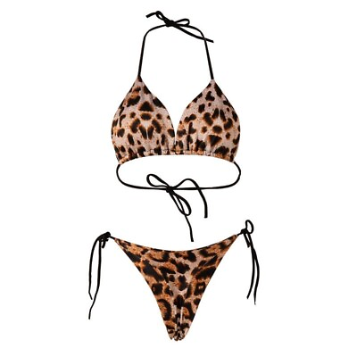 #ad Women Mini Bikini Solid And Print Color Strapped Two Piece Sexy Swimsuit 😍😎🥰 $12.99