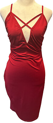 #ad Shien Dress Women#x27;s Sz Small Red Cocktail Party Bodycon $19.97