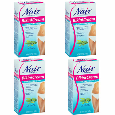 #ad 4 Pack New Nair Hair Remover Sensitive Formula Bikini Cream With Green Tea 1.7oz $30.59