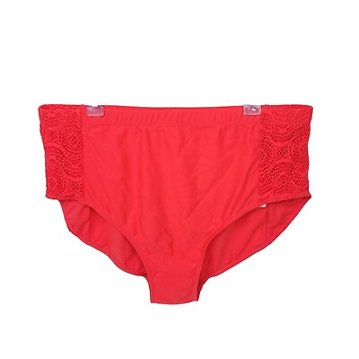 #ad #ad Fullfitall Swim Bottoms Womens 24 High Crochet Stretch Plus Bikini Orange Pull $14.97