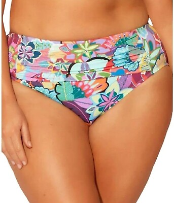 #ad #ad Bleu Rod Beattie Floral Print Sarong Tummy Control Swim Bottom Bikini Women’s 10 $17.99