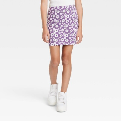 #ad Girls Knit Skirt Art Class Purple Floral Size L 10 12 $3.99