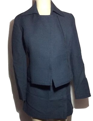 #ad Vintage Catherine Malandrino Paris Dark Blue Mini Skirt Suit Size 4 EUC $78.99