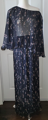#ad Unbranded Pleated Maxi Skirt and Top set Black Floral READ $30.00