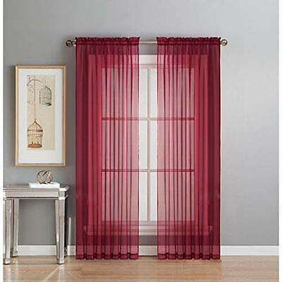 Sheer 2Pc Window Treatments Curtain Panels 84quot; Inch Long Polyester 10 colors $5.99