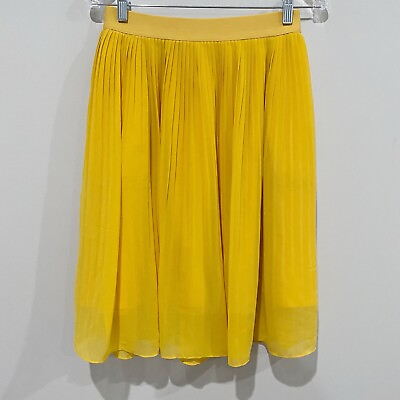 #ad A NEW DAY Pleated Skirt Golden Yellow Pockets Lightweight Size Small $19.00