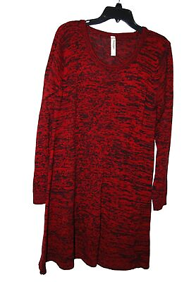 Boutique Plus Women#x27;s 1X Sweater Dress Long Sleeve Crew Neck Knit Classic Red $25.10