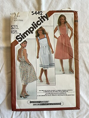 #ad 1980s Back Wrap Sundress Low Back Simplicity 5442 sz 10 12 UNCUT $11.00