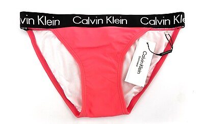 #ad Calvin Klein Nwt Pink w Black Logo Band Sexy Swim Bikini Bottom CGCBS374 $7.79