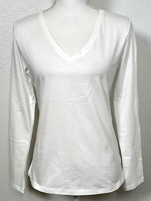 HUDSON North Womens SMALL White V Neck Organic Cotton Long Sleeve T SHIRT NWT $36.99
