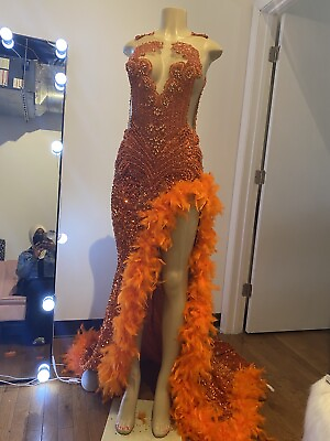 #ad orange prom dress $800.00