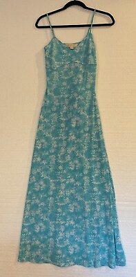 #ad michael kors womens Maxi Dress XS Floral Blue Sundress Spaghetti Straps V Neck $65.00