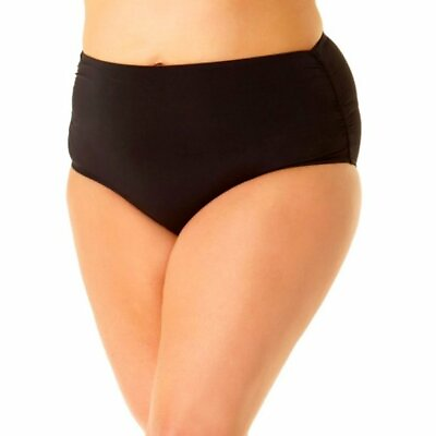 #ad #ad NWT Anne Cole Black Bikini Bottoms High Waist Swimsuit Plus Size 18W $54 M275 $22.99