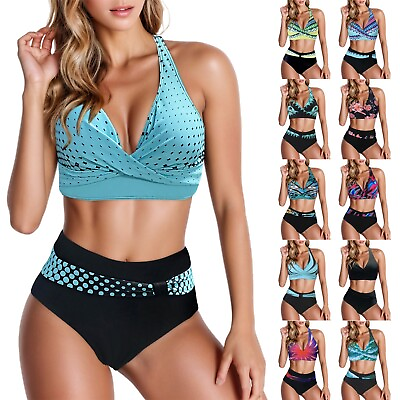 #ad Plus Size Bikini Sets For Women Floral Print Stretchy Loose Beach Swim Wear $19.69