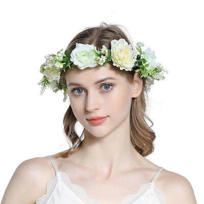 #ad Hair Flower Headband Floral Crown Garland Wedding Festivals Party Hair Accessory $8.74
