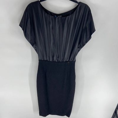 #ad Liu Jo Shimmer cap sleeve Black Career Mini Pencil Skirt Dress NWT Womens XS $75.00