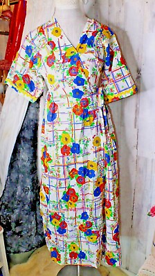 #ad #ad Sears Vintage Floral Long Maxi Wrap Colorful One Size S M Women#x27;s Dress $40.00