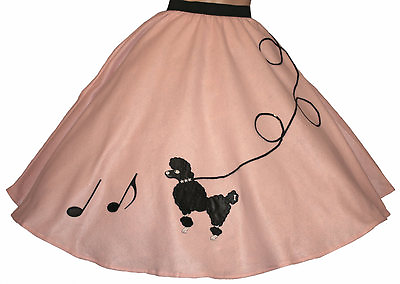 Light Pink FELT Poodle Skirt with Notes Adult Size MEDIUM WAIST 30quot; 37 L:25quot; $31.95