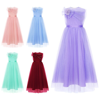 #ad Kids Girls Dress Special Ball Gown Occasion Flower Girl Mesh Bridesmaid Party $24.60