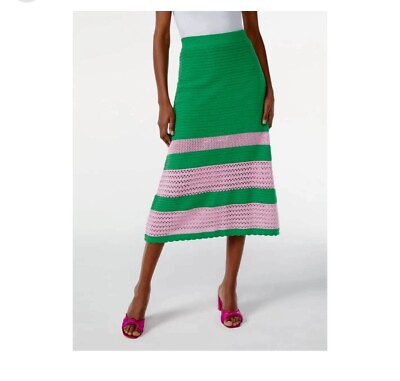 #ad Scoop Green and Pink Crochet Style Long Midi Skirt Women’s Size Medium 8 10 $17.25