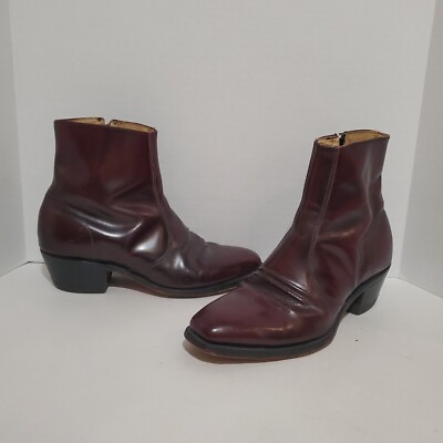 #ad VTG Sears Roebucks Chelsea Leather Side Zip Snub Toe Ankle Boots Mens Sz 8 EE $29.99