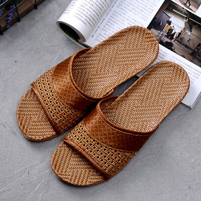 Men Home Floor Slipper Shoes Sandal Straw Woven Non slip Casual Beach Summer $25.59