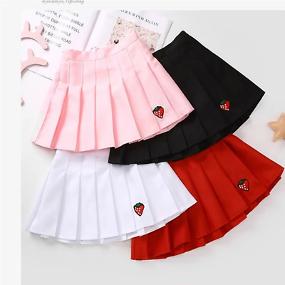 #ad Kids Girl Cute Mini JK Skirt Pleated Embroidery A Line Tennis Mini Skirts Preppy $19.99