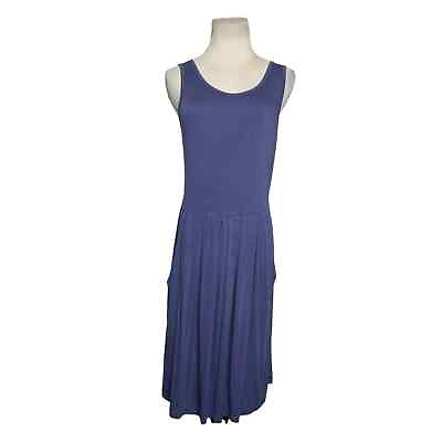 #ad Blue sleeveless knee length rayon summer dress size Small $13.65