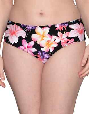 #ad NWT Curvy Kate Black Tropicana Floral High Waist Revisable Bikini Swimsuit L $29.99