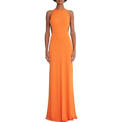 #ad Halston Womens Briar Orange Backless Halter Party Maxi Dress 16 BHFO 7534 $39.99