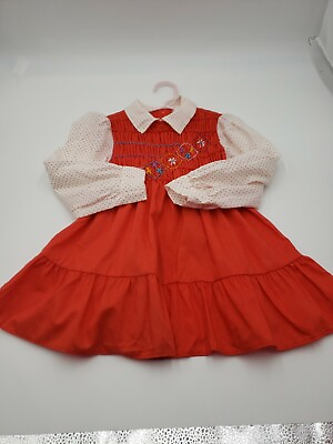 Vintage JM RAGS Red Girls Stretch Cotton Poly Collar Dress. Valentines sz 4 $24.70