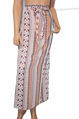 #ad New Pink print Maxi skirt cover up swimwear $27.76